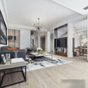 Modern Living Room Elegant Design Interior Scene 3d model