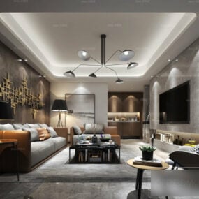 Sala de estar moderna Escena interior de alta calidad Modelo 3d