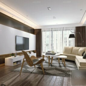 Adegan Interior Apartemen Model Ruang Tamu Modern 3d