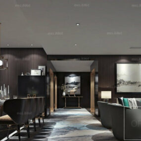 Stor lägenhet Vardagsrum Interiör Scen 3d-modell