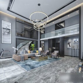 Moderní Villa Duplex obývací pokoj interiér scény 3D model