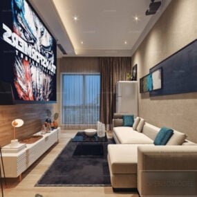 Lägenhet Multimedia Rum Interiör Scen 3d-modell