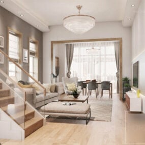 Penthouse Living Room Modern Interior Scene 3d model