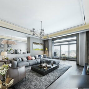 Interiör Scen Stor lägenhet Vardagsrum 3d-modell