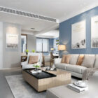 Apartment Blue Wall Living Room Interior Scene