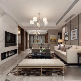 Diseño elegante sala de estar escena interior modelo 3d