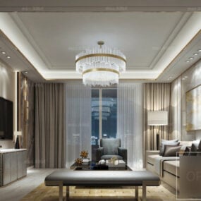 Luksusowy apartament Scena wnętrza salonu Model 3D