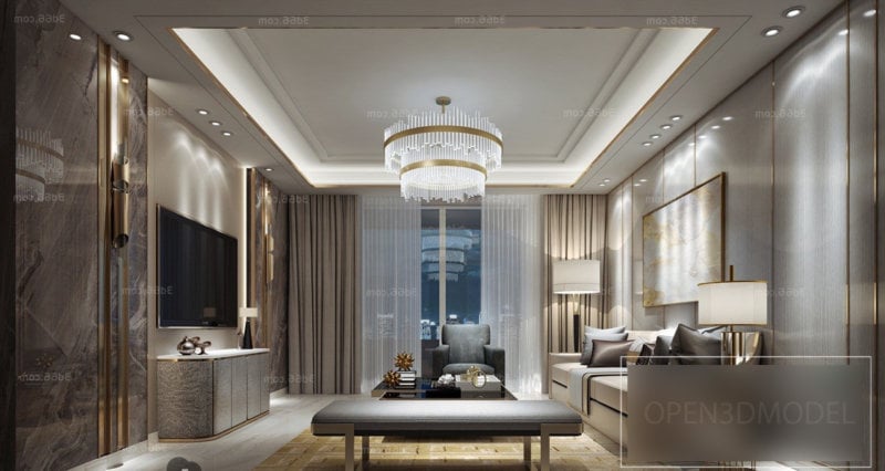 Luxury Apartment Living Room Interior Scene