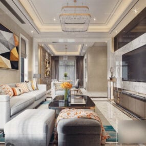 High Quality Apartment Living Room Interior Scene 3d model