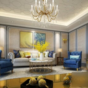 Interior Scene European Style Living Room 3D-malli