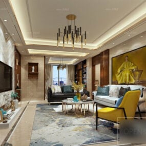 Modern Style Interior Scene Of Home Living Room 3d model