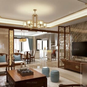 Koninklijke woonkamer Villa interieur scène 3D-model