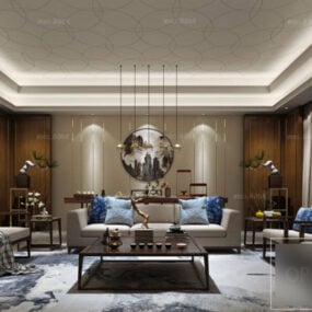 Beautiful Modern Living Room Interior Scene 3d model