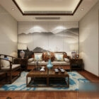 Interior Scene Chinese Wooden Living Room