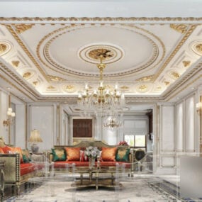 Modelo 3D da cena interior clássica luxuosa do palácio