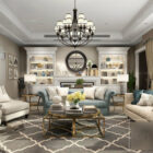 American Classic Living Room Realistic Interior Scene