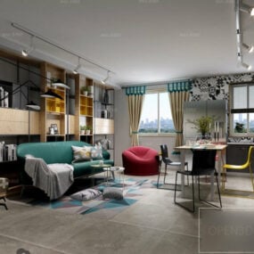 Interior Scene Living Room with Modern Furniture 3d model