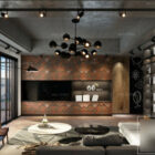 Sala de estar de escena interior con diseño contemporáneo