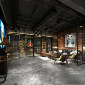 Interior Scene Industrial Living Room 3d model