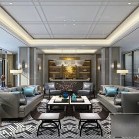 Scena interna del soggiorno di lusso modello 3d