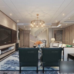 Scena interna del grande soggiorno in stile moderno modello 3d