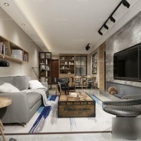Living Room Interior Scene Design For Apartment 3d model