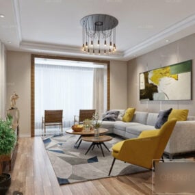 Modern Furniture Of Living Room Interior Scene 3d model