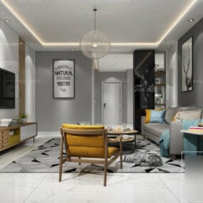Scandinavian Living Room Interior Scene 3d model