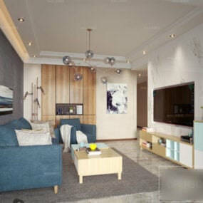 Scena interna del soggiorno moderno nordico Modello 3d