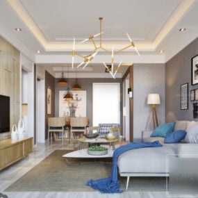 Interior Scene Of Apartment Living Room Nordic Style 3d model