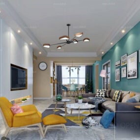 Interior Scene Home Living Room Nordic Style 3d model