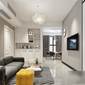 Interiér Scéna Malý obývací pokoj Bílá barva 3D model