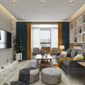 室内场景斯堪的纳维亚公寓客厅3d模型