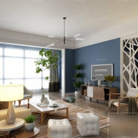 Interiör Scen Vardagsrum Med Nordic Furniture 3d-modell