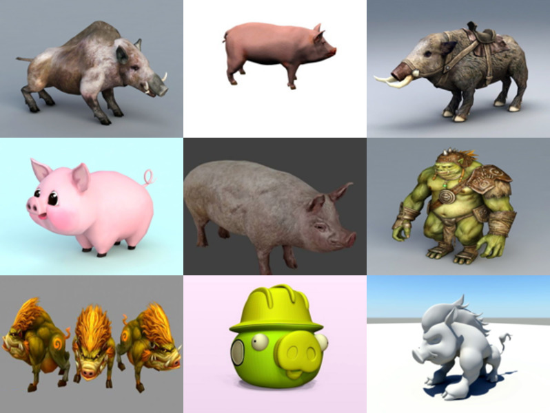 Colección de los 10 mejores modelos de cerdo 3D - Semana 2020-44