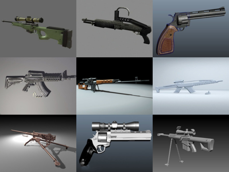 Top 12 Maya Gun 3D Models – Day 23 Oct 2020