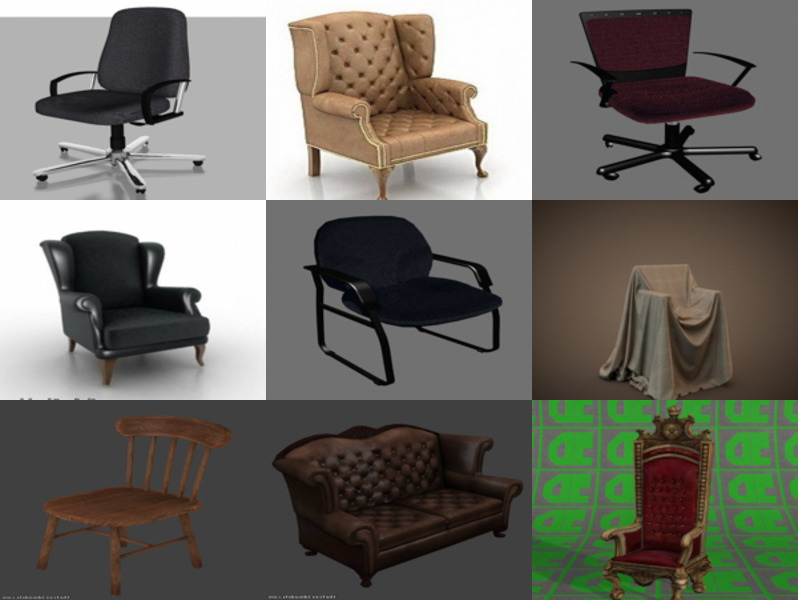 Кращі 12 Obj 3D-моделі крісла - День 21 жовтня 2020 року