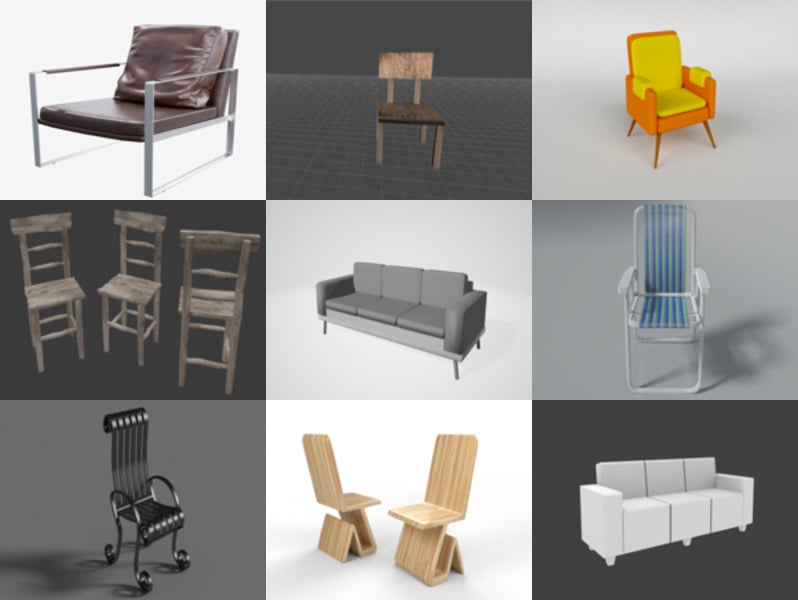 10 Blender 3D modely židlí – týden 2020-44