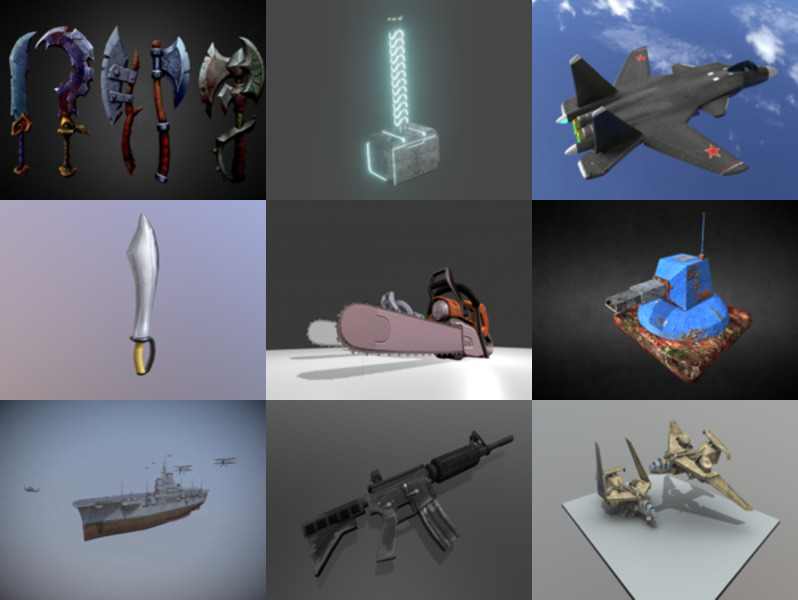 10 Blender Weapon 3D Models – Week 2020-44
