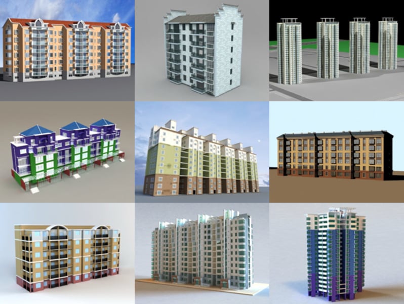 10 Collezione di modelli 3D gratuiti per edifici condominiali