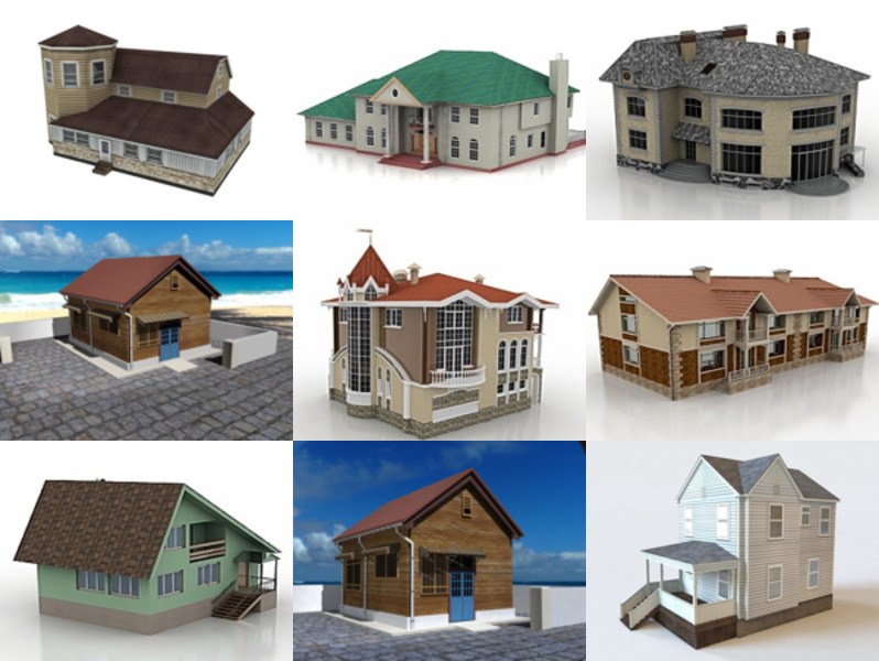 10 コテージハウス無料 3D モデルコレクション