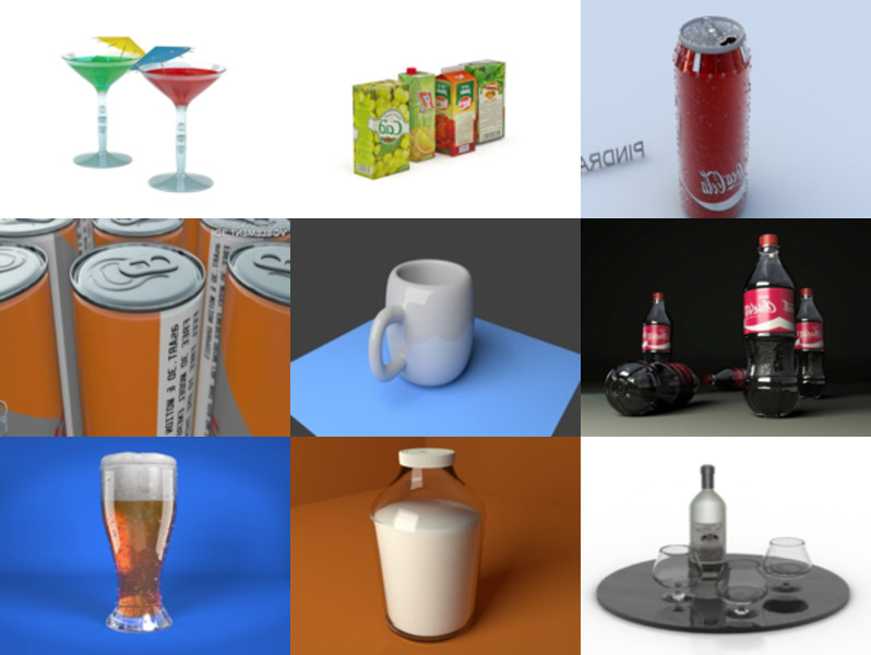Коллекция 10D-моделей из 3 безалкогольных напитков - неделя 2020-46