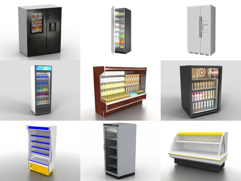 10 køleskab gratis 3D modeller samling