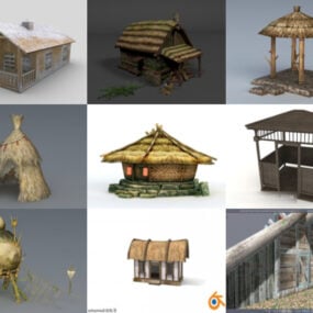 مجموعه مدل های سه بعدی رایگان 10 ساختمان کلبه