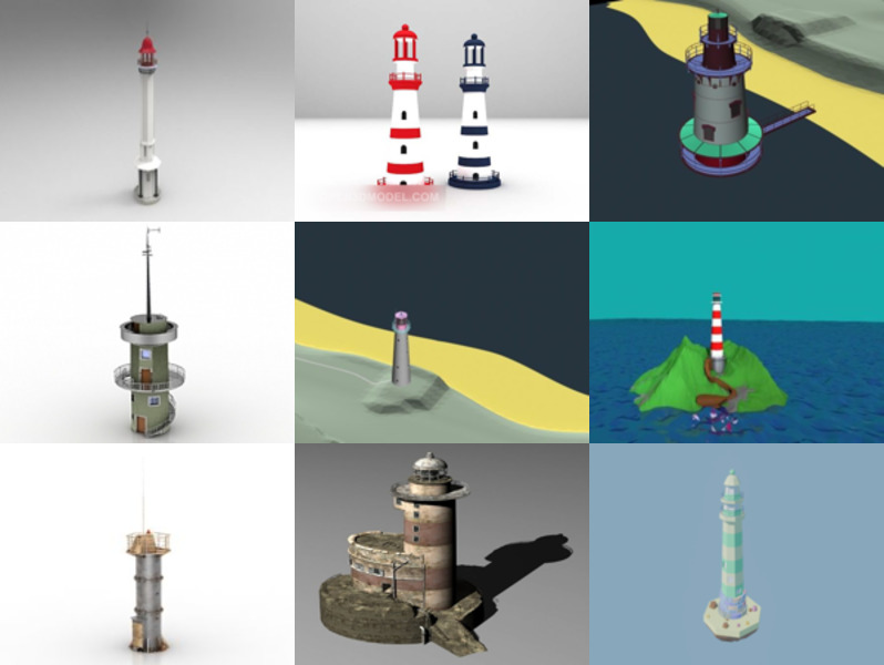 Colección de 10 modelos de Lighthouse Free 3D