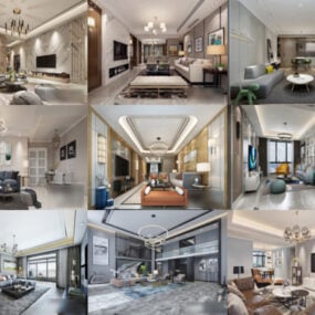 10 Moderní interiér obývacího pokoje 3ds Max Scéna - týden 2020-45