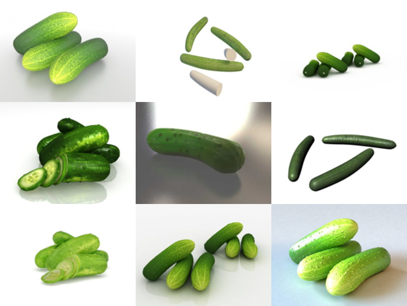 10 Realistic Cucumber 3D Models Collection