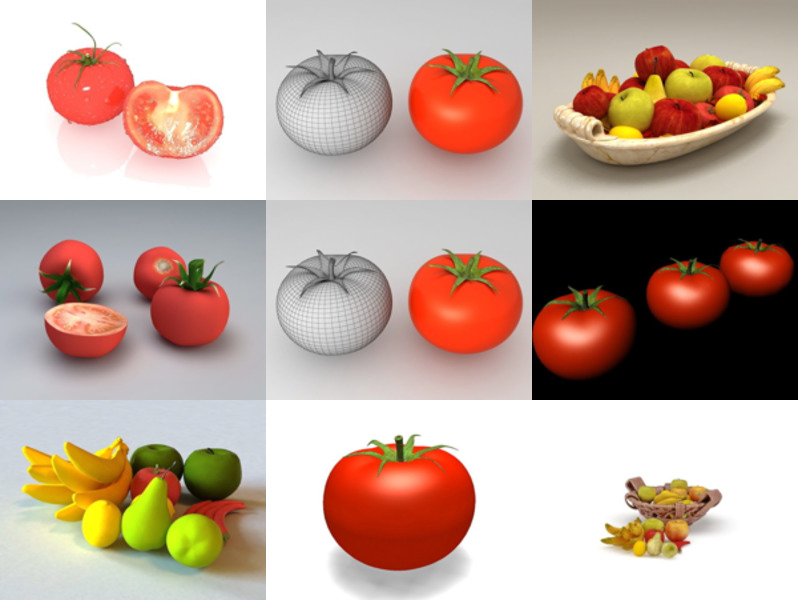 10 realistiske tomat 3D-modeller samling