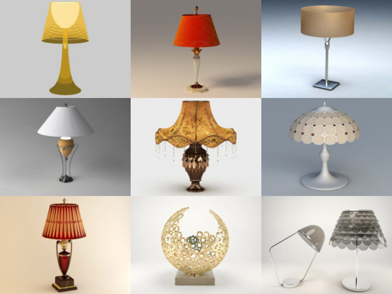 Collectie van 10 tafellampvrije 3D-modellen - Week 2020-45