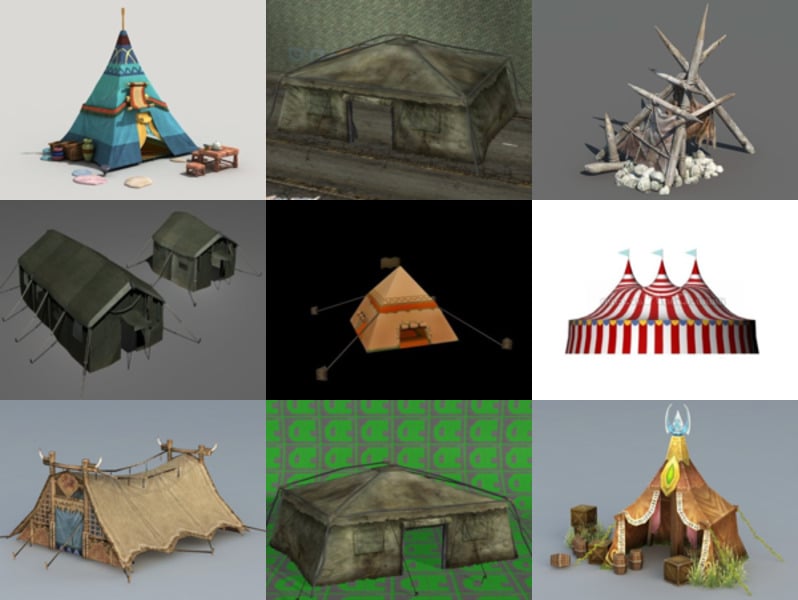 10 Tents Free 3D Models Collection